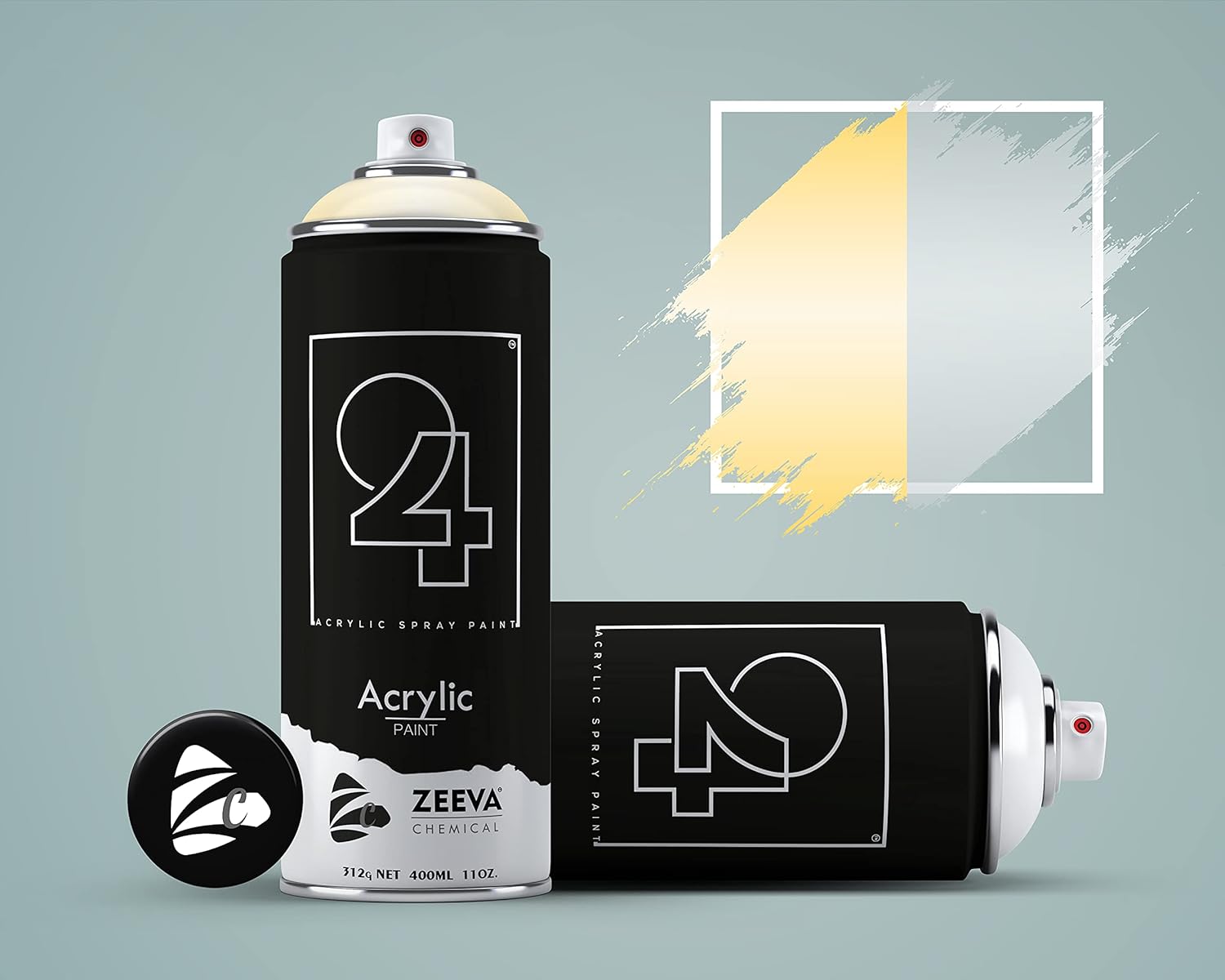 24 Acrylic Clear Glossy & Bright Gold Pearl Spray Paint 400 ml (Pack of