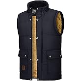 Cotrasen Men's Winter Warm Vests Outerwear Casual Fleece Lined Vest Puffer Sleeveless Jacket