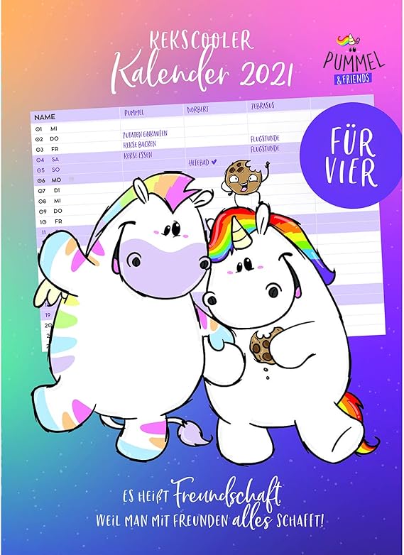 Pummel Friends Wandkalender Fur Vier 2021 43 6 X 21 Cm Amazon De Burobedarf Schreibwaren einhorn kalender 2021 pummel