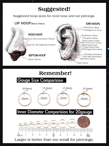 Ear Lobe Standard Lip Ring Size Mm OUFER Conch Piercing Jewelry