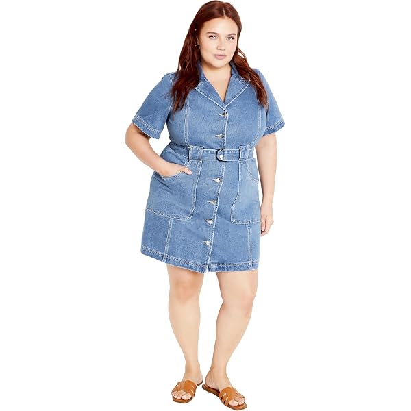 eloquii plus size denim dress Women's NWT Blue Eloquii Denim Dress Plus Size 20