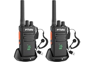 PTTalky Walkie Talkies Long Range, Two Way radios, FR1 Plus FRS Walkie Talkies, Hidden Display, USB-C Charging, VOX Hands-Fre