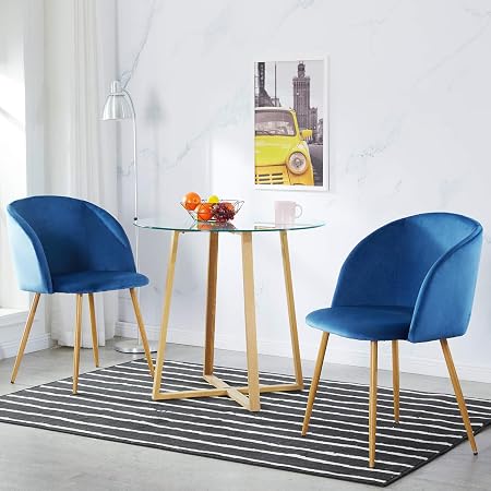 Ipotius Set Di 2 Sedie Sala Da Pranzo Moderne Poltrona In Velluto Poltroncine Da Cucina Seduta Imbottiti Gambe In Metallo Blu Amazon It Casa E Cucina