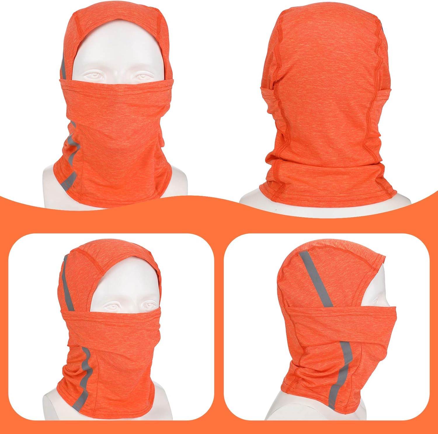 2 Pieces Reflective Full Face Cover Sun Protection Balaclava Safety Neck Gaiter (Fluorescent Orange) at  Men’s Clothing store