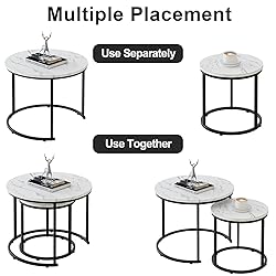 aboxoo Round Nesting Coffee Table Side Table Set of