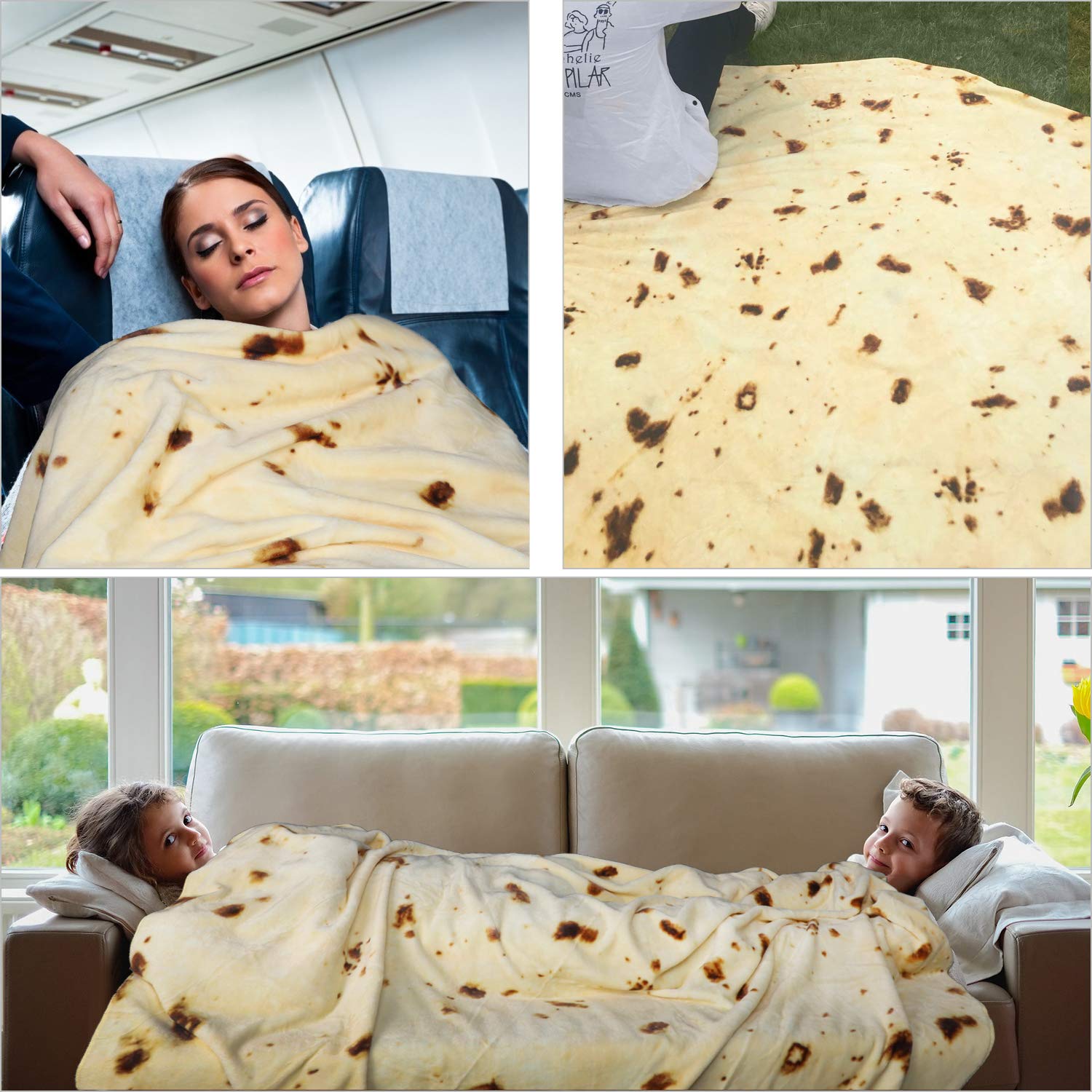 Sivio Burritos Tortilla Blanket with Dual Sided Pattern, Soft and Plush