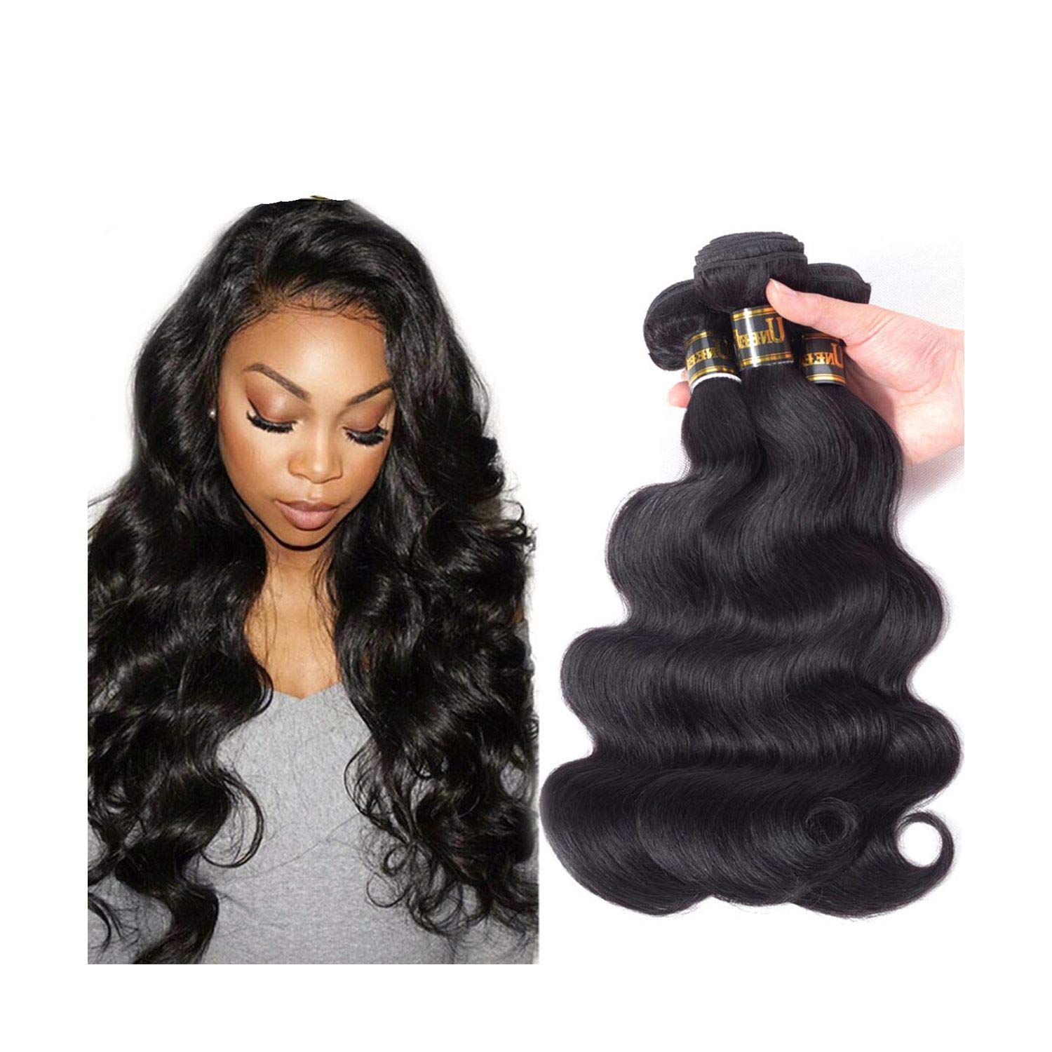 Amazon Com Human Hair Bundles With Closure 3 4 Bundles With