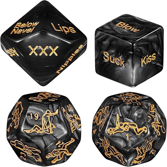 EXCEART 4pcs Romantic Role Playing Dice for Him and Her Funny Dice for