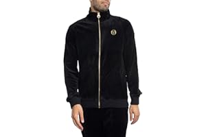 Sergio Tacchini Men's Court Velour Track Jacket, Black