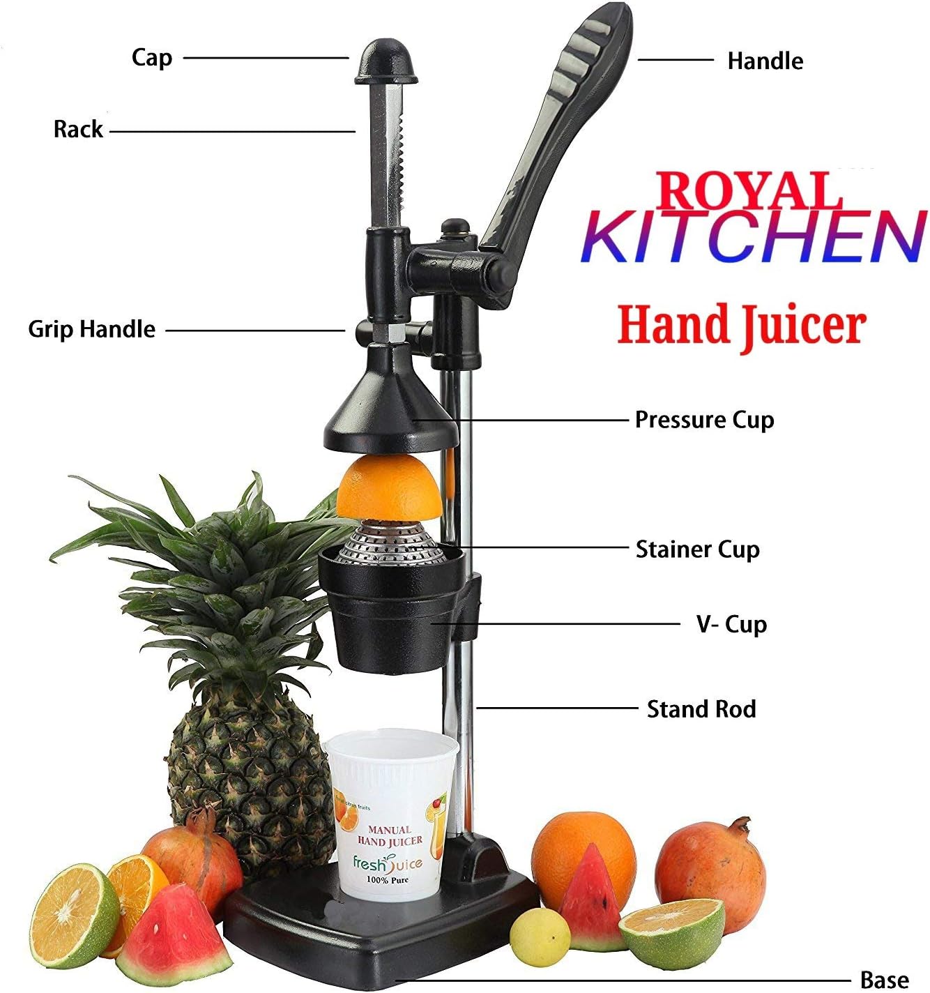 ROYAL WORLD Aluminium Hand Press Juicer (Black)