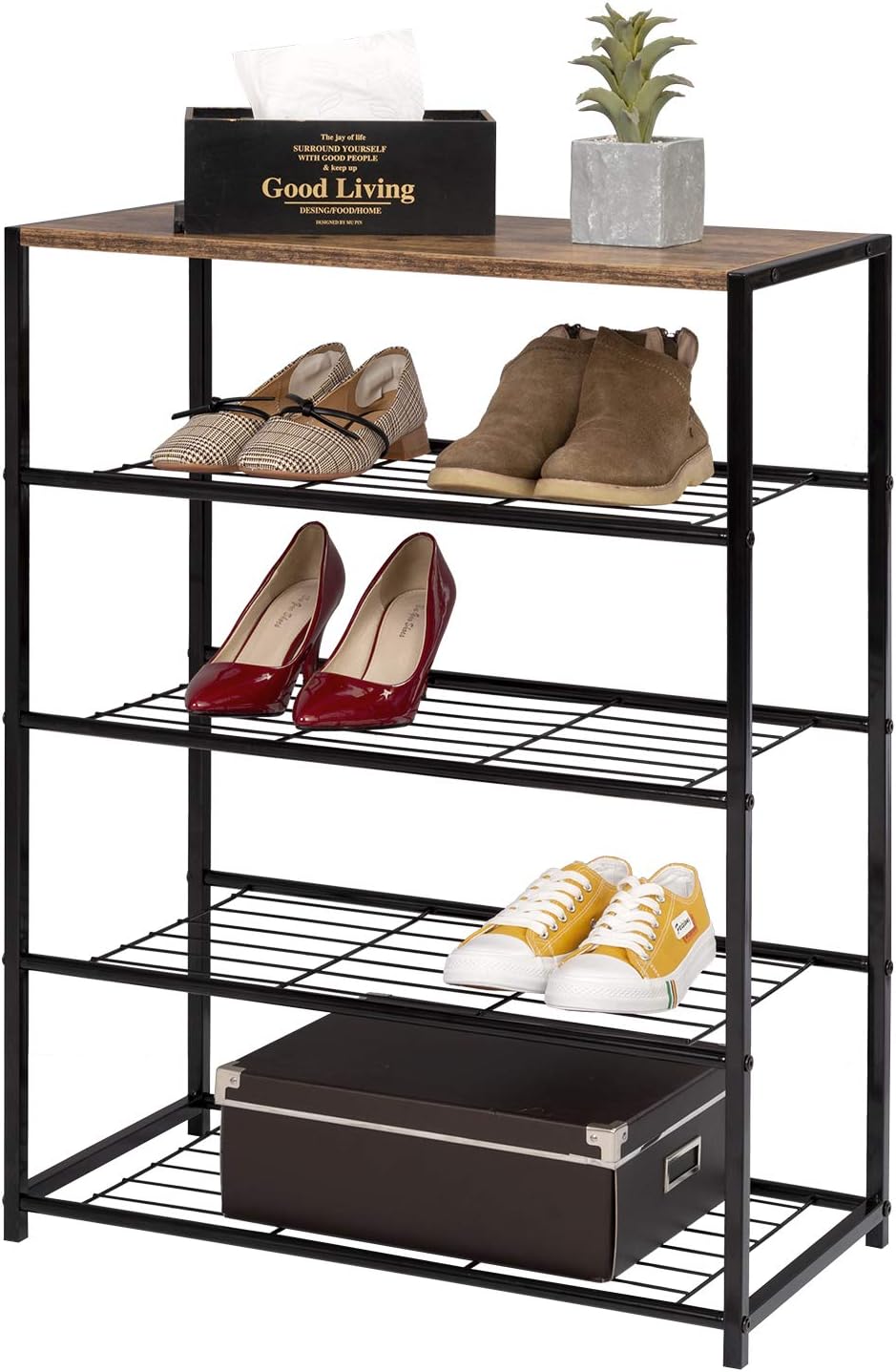 4 tier metal shoe rack on Metal Wood Shoe Storage Cabinet Cupboards Organizer For Hallway Woltu Shoe Rack 4 Tier Shoe Bench With Seat Standing Hallway Furniture Shoe Racks