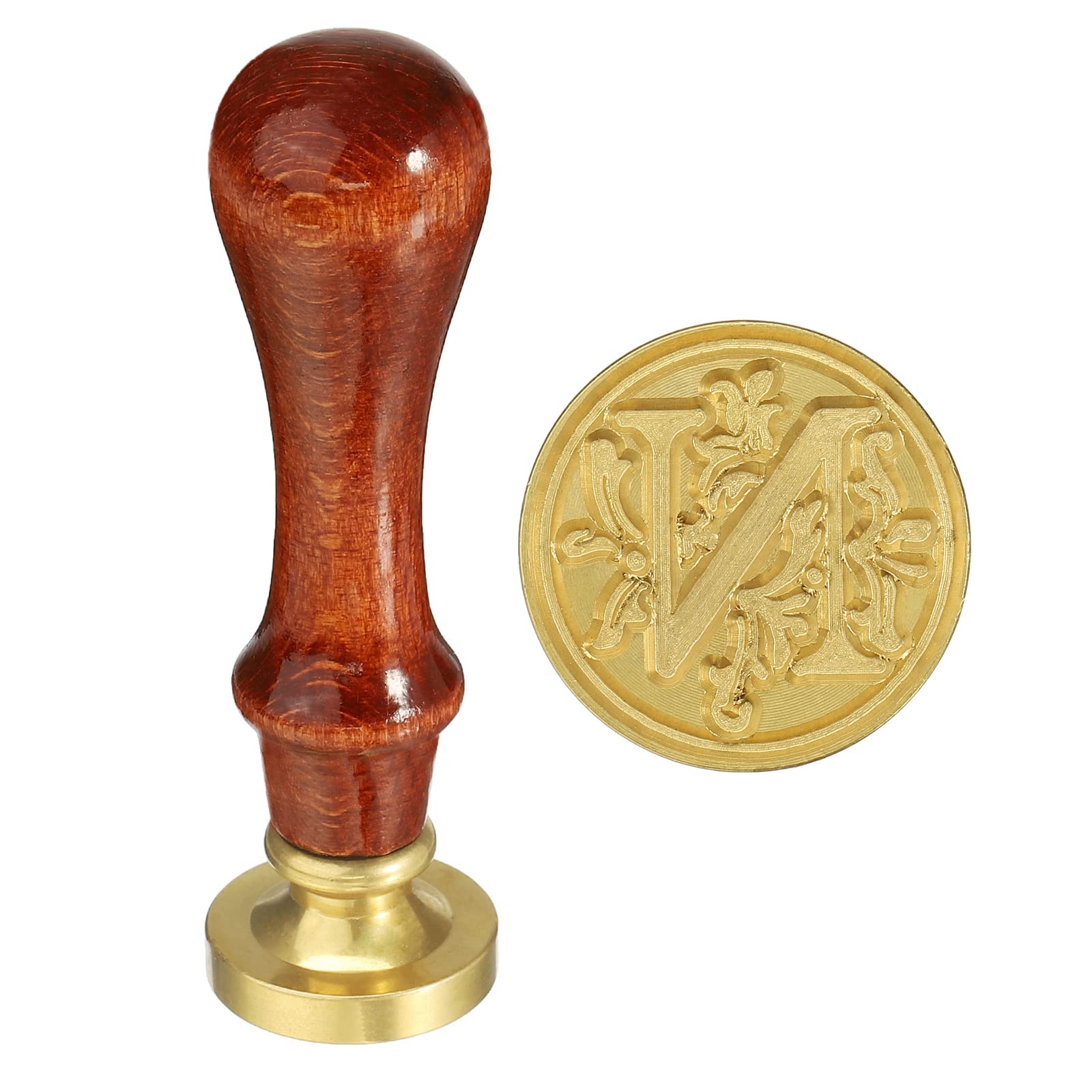 YOKIVE Alphabet Wax Seal Stamp, Letter Stamper with Removable Handle Head Decorate Postcards, Great for Festivals, Weddings (Golden, Red, Letter N)