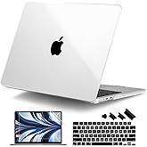 DONGKE Compatible with MacBook Air 13.6 inch Case M4 M3 M2 2025 2024 2023 2022 A3240 A3113 A2681, Plastic Hard Shell & Keyboard Cover for MacBook Air M4 13 inch Case, Crystal Clear