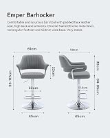 HNNHOME Modern Emper Padded Swivel Faux Leather Bar Stool Light Grey view 4
