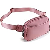 Pander Everywhere Belt Bag for Women, 5 Zipper Pockets Nylon Crossbody Fanny Pack Purse (Dune Pink)