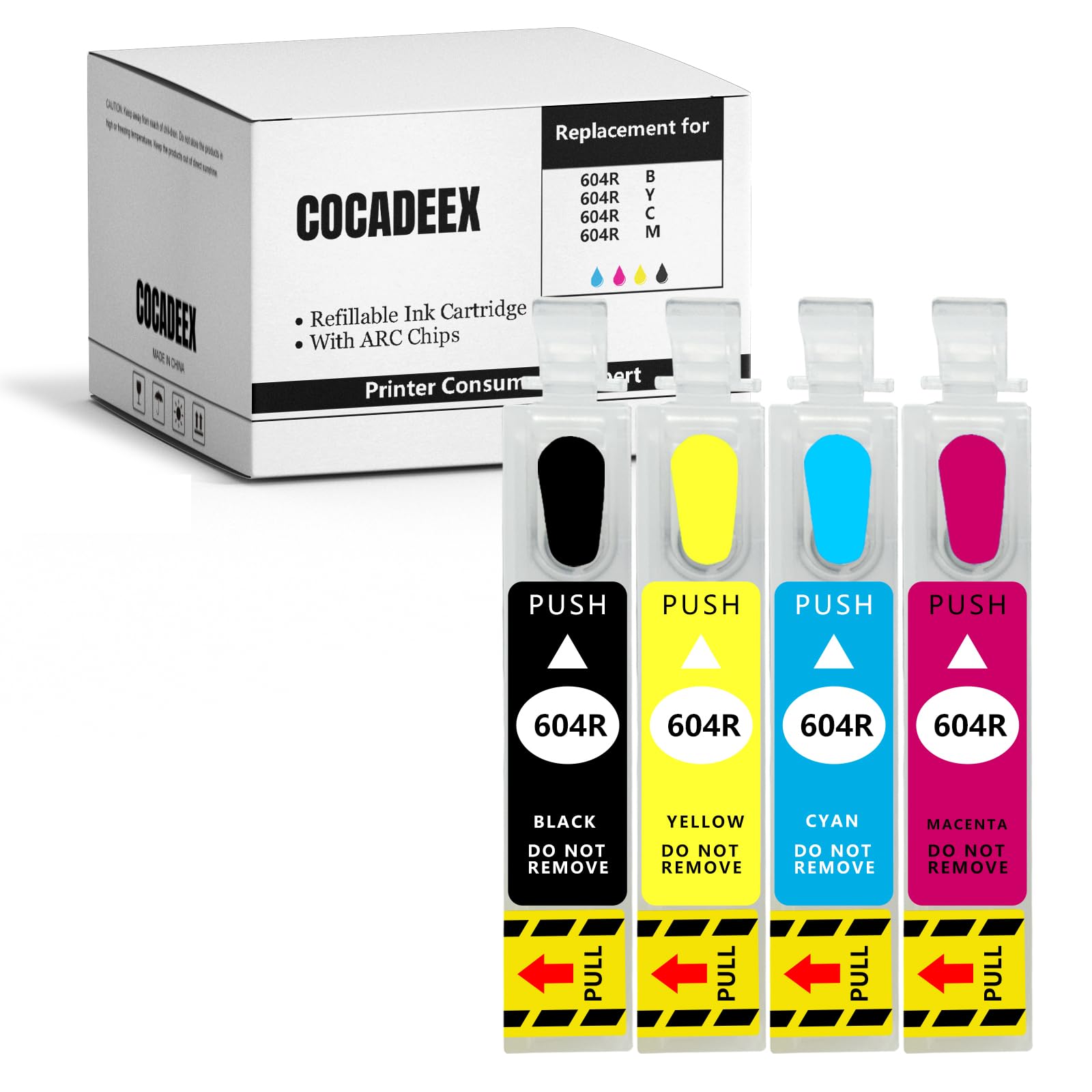 COCADEEX 604XL Refillable Ink Cartridges with Auto Reset Chips Compatible with XP2200 XP2205 XP3200 XP3205 XP4200 XP4205 WF2935 WF2930 WF2910 WF2950 Printer