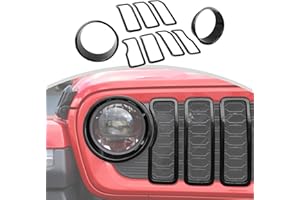CheroCar for JL Grille Grill Insert & Headlight Turn Light Cover Trim Exterior Accessories for Jeep Wrangler JL JLU & Jeep Gl