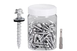 Xrfoiniu Metal Roofing Screws 150 Pcs #10x1-1/2 Galvanized Hex Head Self-Tapping Screws with EPDM Washer Sharp Point Metal to Wood Siding Corrugated Roofing Screws (Sliver)