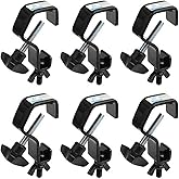 MOUNTAIN_ARK 6 Pack Black Stage Lihgt C Clamps Fits 1"-1.18" OD Pipe, Heavy Duty Truss Clamps Hook for DJ Lighting with TUV, Load 30 lbs