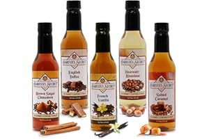 Barista's Secret Premium Coffee Syrups - French Vanilla, Salted Caramel, Hazelnut, English Toffee, Brown Sugar Cinnamon - 12.7oz Bottles