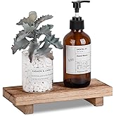 Bathroom Tray Farmhouse Decor Pedestal Stand Wood Riser Display Kitchen Accessories Soap Holder for Sink, Counter, Vanity, 8.