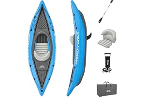Bestway Hydro Force Inflatable Kayak Set | Includes Seat, Paddle, Hand Pump, Storage Carry Bag | Great for Adults, Kids and F