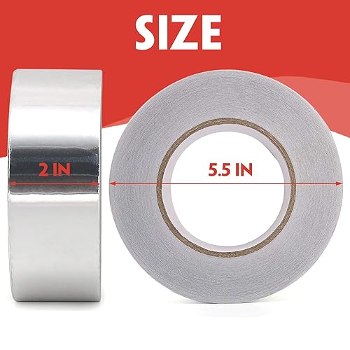 6Packs Silver Aluminum Tape (3.9mil), 2" X65 Feet Adhesive