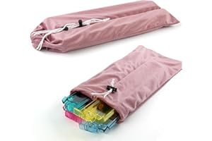 YCQDDA Mahjong Rack Bag, Soft Velvet Dual-Slot Storage Bag for 4 Mahjong Racks with Pushers, Drawstring Carrying Case, Giftab