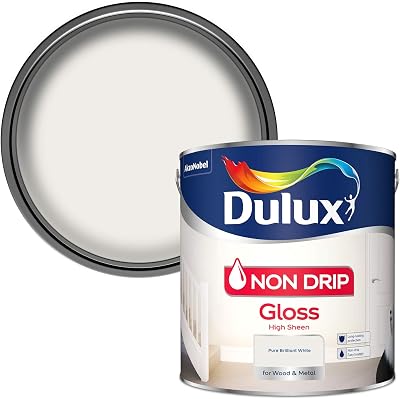 Dulux Non Drip Gloss High Sheen Paint For Wood And Metal White 2.5L