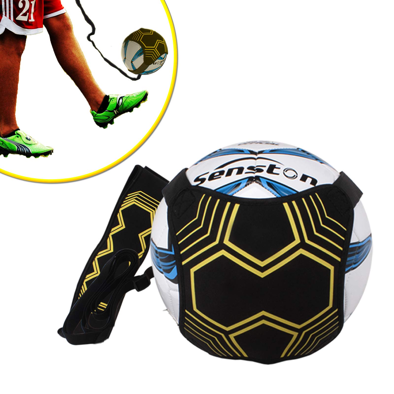 Senston Football Kick Trainer with ball, Football Kick Throw Solo-Practice Training for Beginner with Adjustable Waist Belt