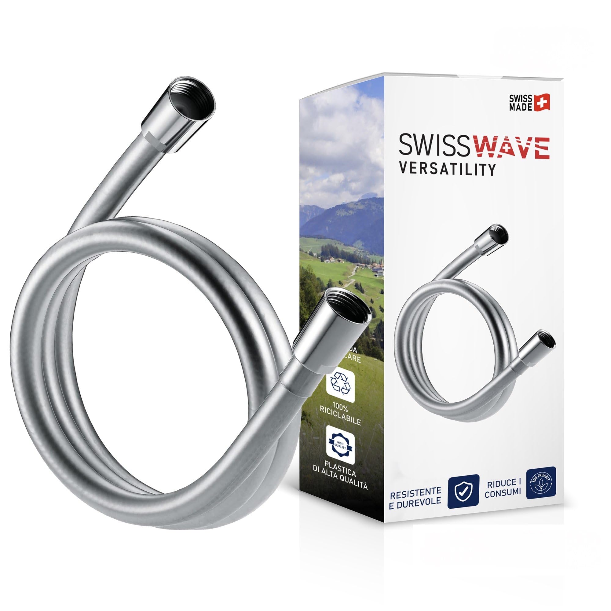 SwissWave PM10025/CH Lux Flexible Shower, Silver