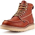 SUREWAY 6 in Mens Soft Toe Work Boots for Men-Full Grain Leather,GoodyearWelted,Non-Slip EH Safety Industial Construction Wedge Moc Toe Work Boots/Shoes