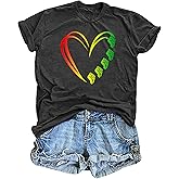 VVNTY Black History T Shirts: Women African American Heart Graphic Tee Black History Month Valentine Tshirt
