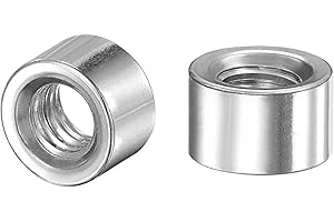 uxcell Round Weld Nuts, M6 x 10mm x 6mm Weld On Bung Female Nut Threaded - 201 Stainless Steel Insert Weldable 10pcs