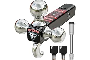 Ayleid Trailer Hitch Tri-Ball Mount with Hook & Pin Balls Sized 1-7/8 , 2 & 2-5/16 inches , Tow Hitch with Anti-Theft Locking Pin, Silver