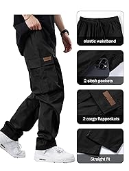 PLEPAN Mens Casual Cargo Pants Drawstring Hiking