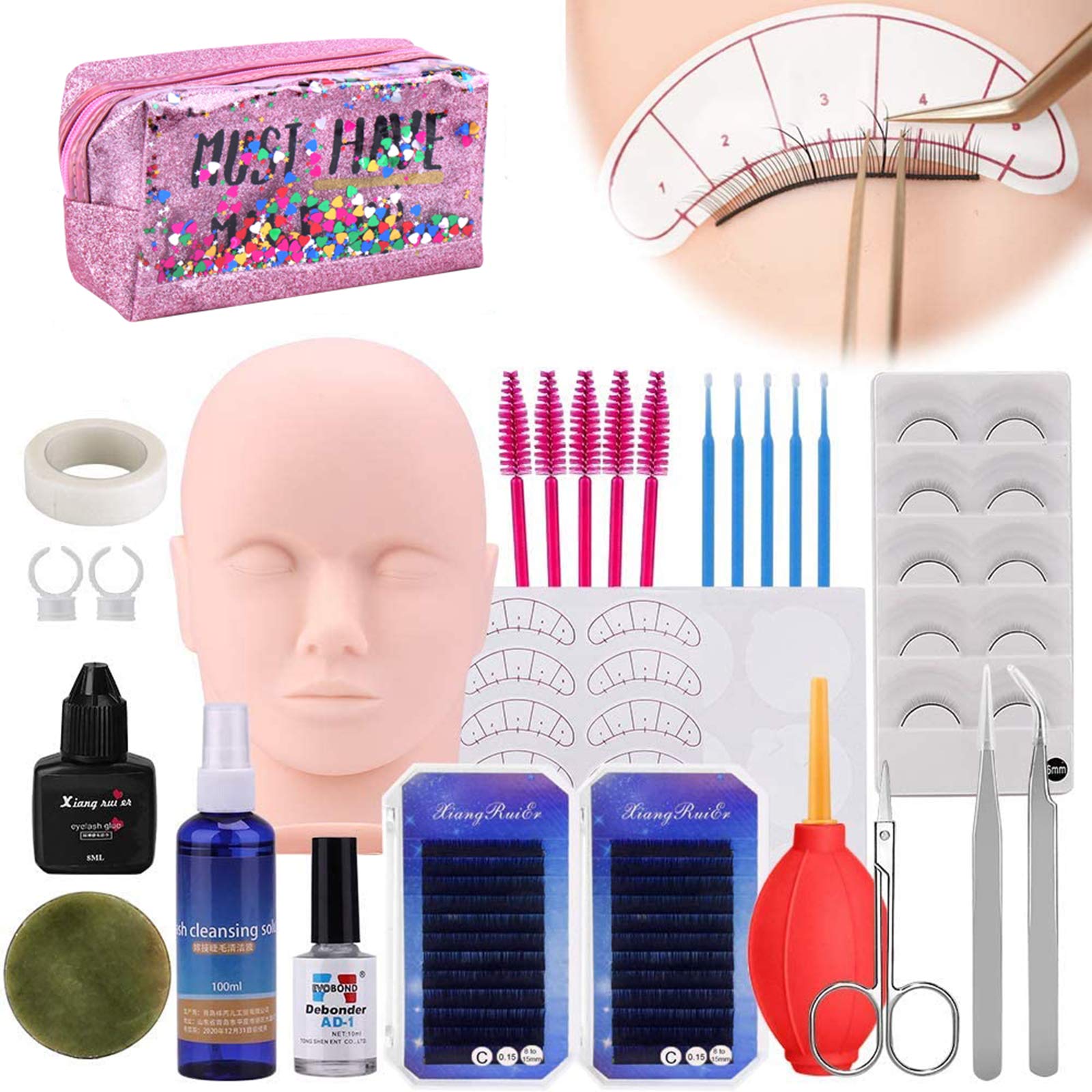 Eyelash Extension Training Mannequin Head Set, [Upgraded] MYSWEETY