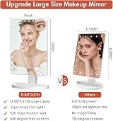 FUNTOUCH X-Large Lighted Vanity Mirror with 35 LEDs 10X Magnification view 8