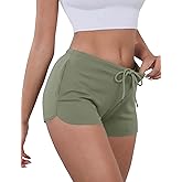 IECCP Sweat Shorts Women Comfy Workout Athletic Dolphin Shorts Low Rise Lounge Pajama Mini Shorts with Drawstring and Pockets