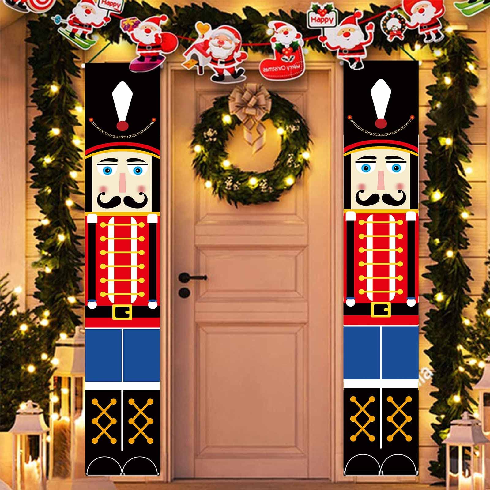 YAAVAAW Nutcracker Door Banner Christmas Porch Sign Decorations Outdoor Figures,Life Size Soldier Model Banners,Outdoor for Wall,Front Xmas Decor