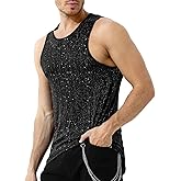 Arjen Kroos Men's Sequin Sleeveless Tank Top Sparkly Rave Metallic T-Shirt