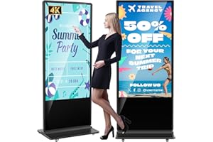 YCKJNB 65 inch Indoor Digital Signage 4K Touchscreen,Free Player Box,IPS Floor Standing Digital Kiosks Interactive Displays with WiFi HDMI/USB Input Auto AD Player, Android OS Black
