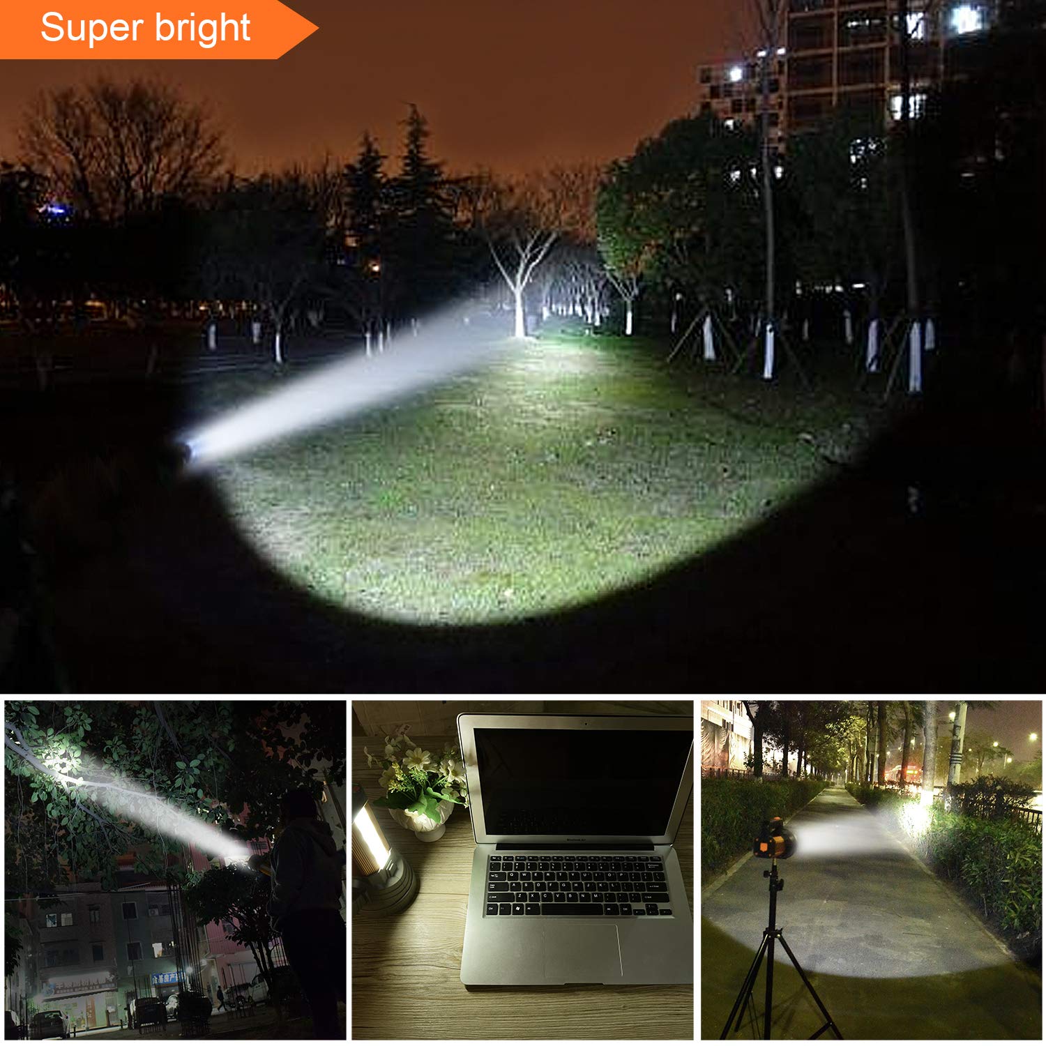 Super Bright Hand held LED Torch Heavy Duty USB Rechargeable Powerful Search Light Big Spotlight Flashlight Searchlight Torch High Power Large Battery 10000MAh,Flood Light Camping Lantern Waterproof