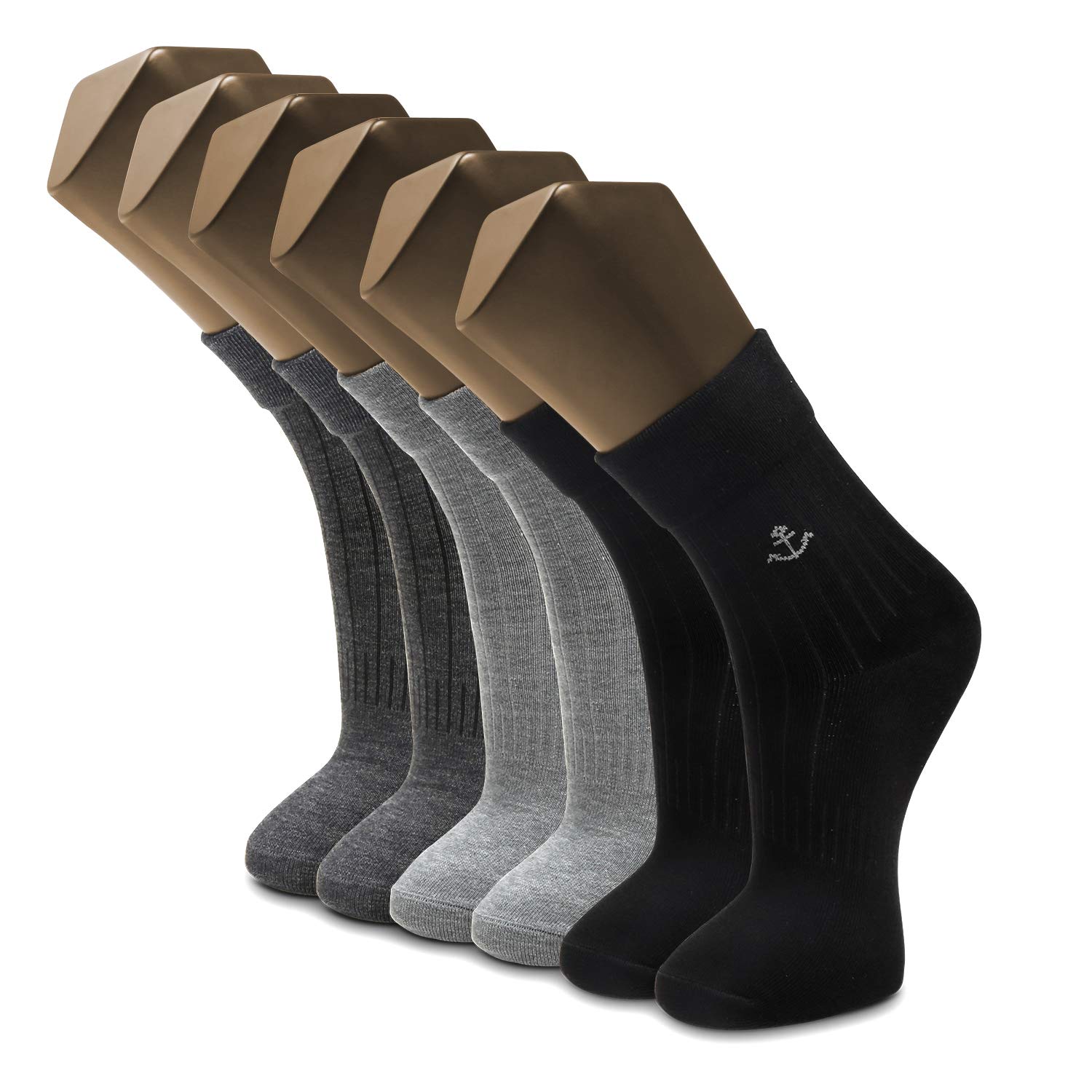 Diabetic Socks for Men 6 Pairs Extra Wide NonBinding Crew Copper Black