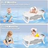 Glenmore Foldable Baby Bath Tub Grey Non Slip Support Cushion Travel Portable view 6