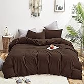 Wellboo Brown Comforter Sets Queen Solid Mocha Coffee Bedding Comforters Cotton Women Men Plain Dark Color Quilts Adults Deep Brownness Modern Chestnut Blankets Soft Durable Brown Bedding Farmhouse