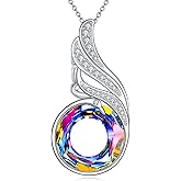 LUHE Crystal Necklace for Women Sterling Silver Crystal Pendant Necklace sterling silver Jewelry Gifts for Women