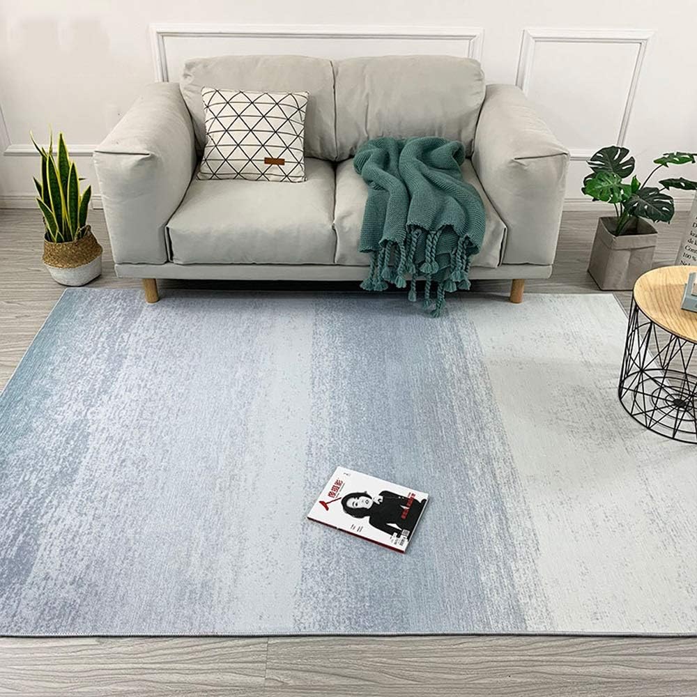 LOUUG Non Slip Rugs Rectangle Area Rugs Skin-friendly Sea Blue Striped Thicken Carpet Hairless Low Pile Living Room Bedroom Star Hotels Soft Bed Head Blanket Mats Cushion Sofa Coffee Table Cushion