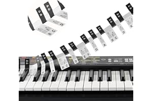 CAUYUAN 88 Keys Upgraded Black Removable Piano Keyboard Note Labels,General Accessories Staff Boards,Reusable,with Case