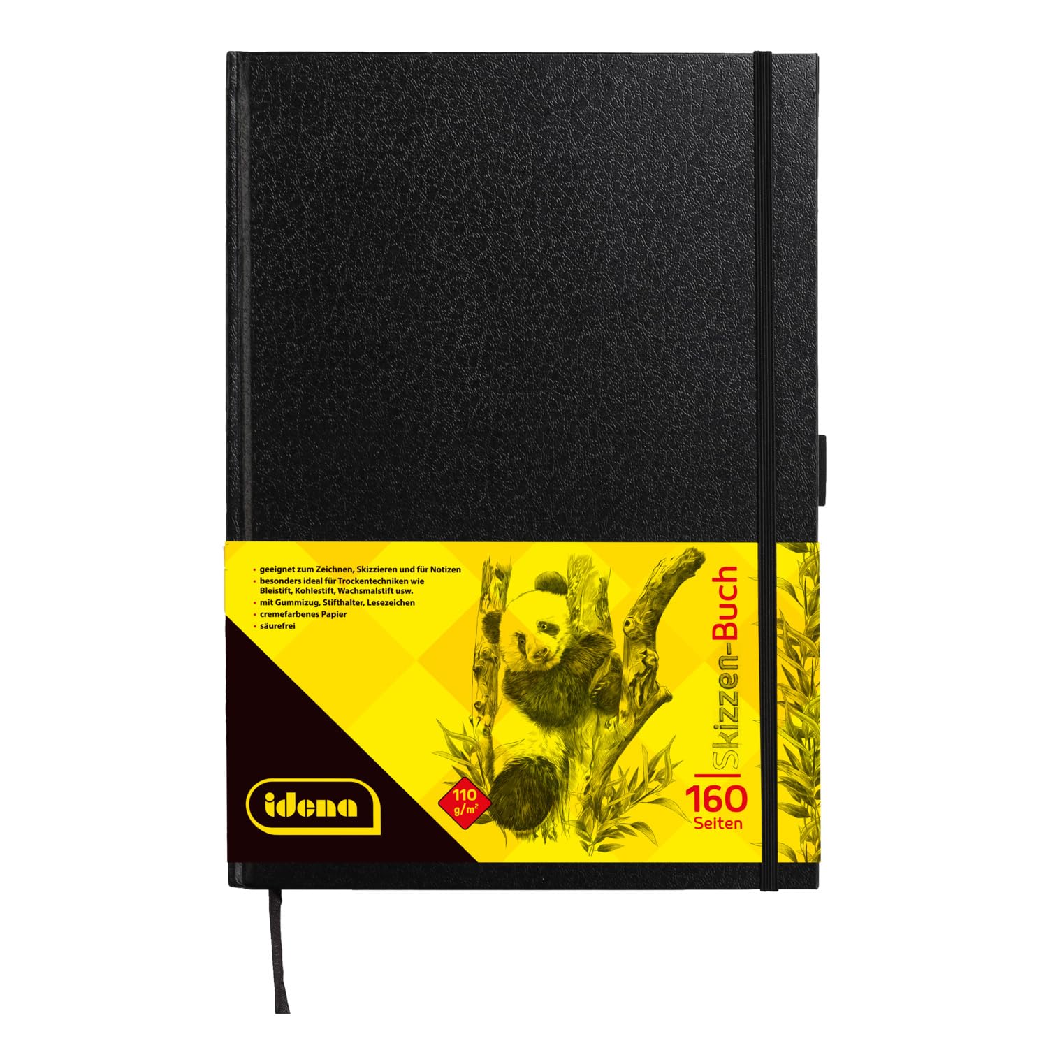 Idena 63142 Sketch Book FSC-Mix A4 Blank 80 Pages 110 g/m2 Hard Cover Black 1 Piece